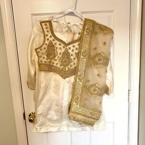 White and Gold Lehenga
